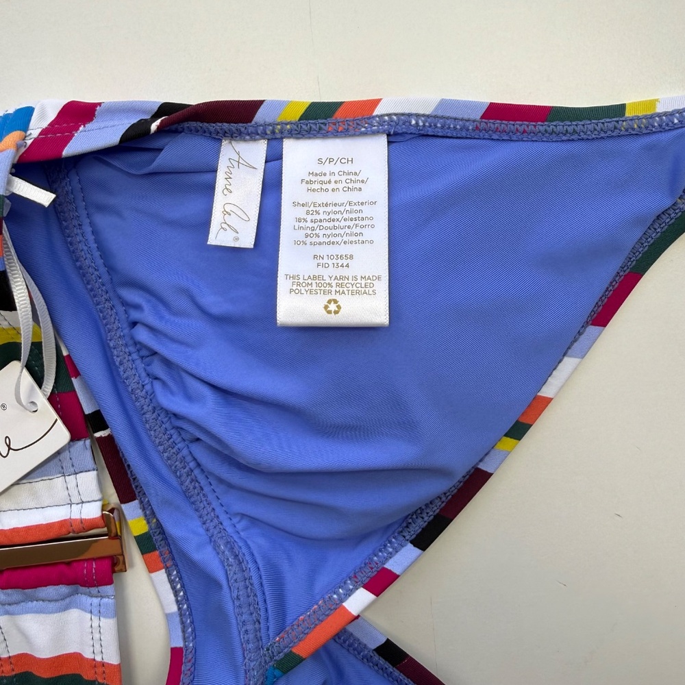Anne Cole Womens Colorful Easy Breezy Stripe Beach Halter Bikini Swim Top Small - Picture 5 of 7